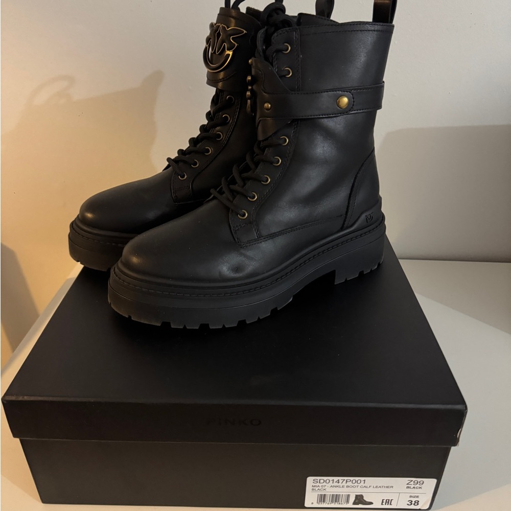 Pinko Black Combat Boots
